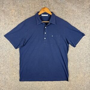 Criquet Polo Shirt Mens XL Navy Golf Performance Cotton Stretch Pocket